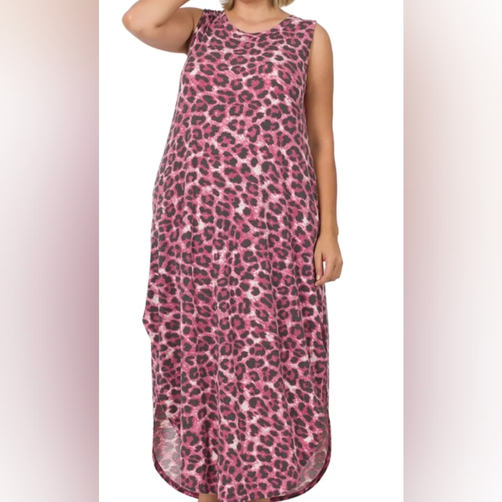 Zenana Outfitters Pink Leopard Maxi Dress